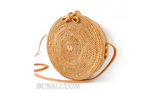 Circle Handbag Rattan Hand Woven Motif side Handmade